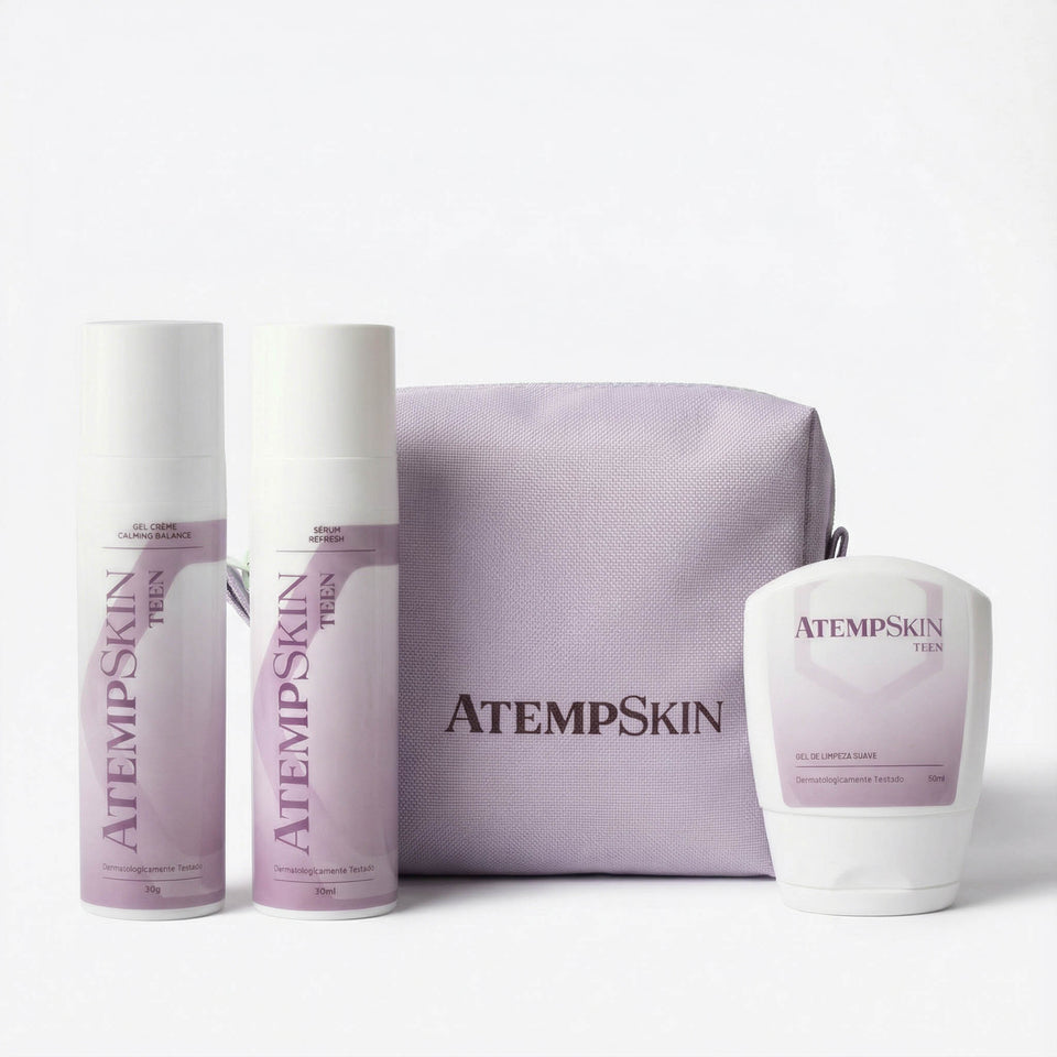 Kit Rotina Teen (Gel de Limpeza Suave + Sérum Refresh + Gel Creme Calming Balance) + grátis 1 necessaire