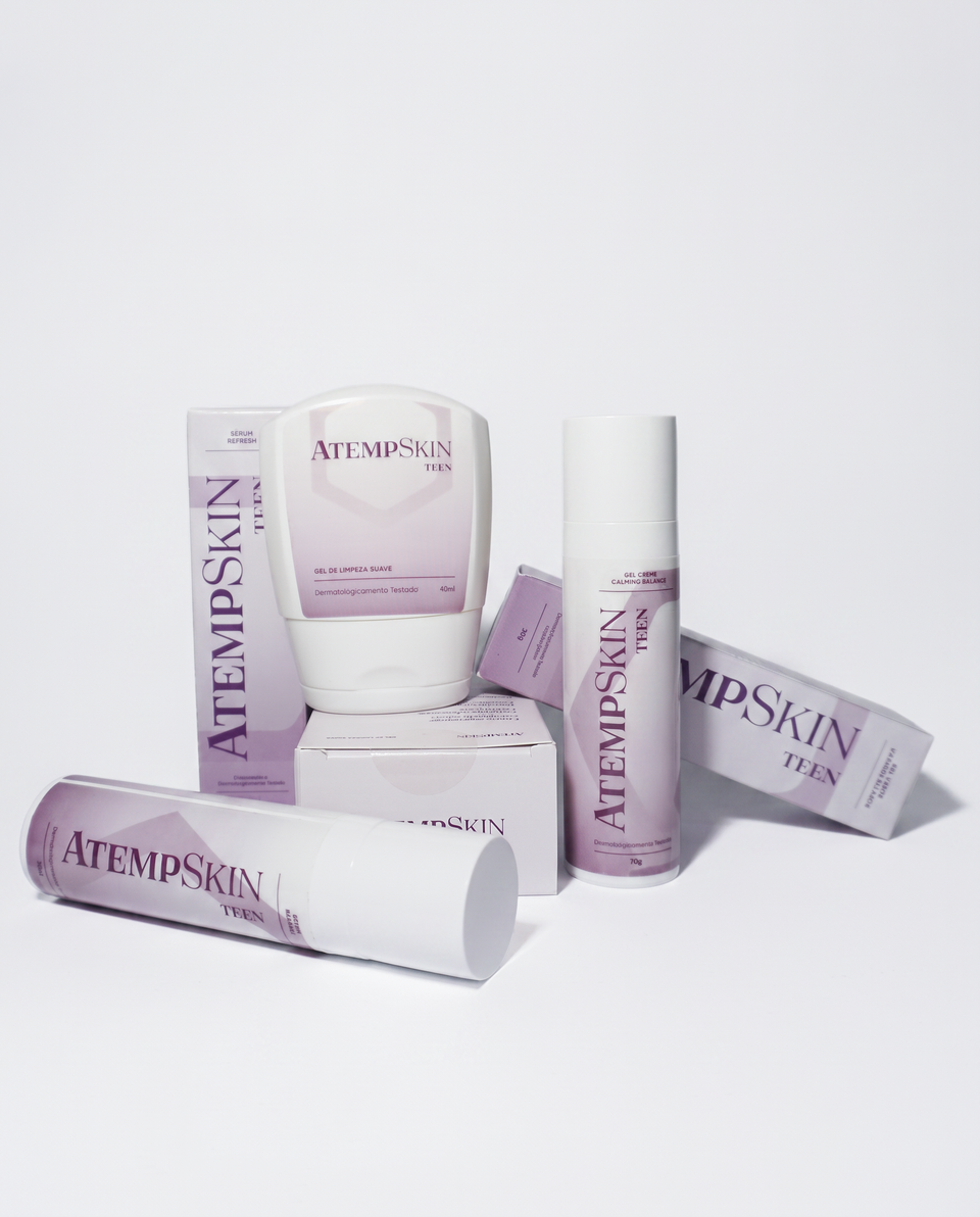Kit Rotina Teen (Gel de Limpeza Suave + Sérum Refresh + Gel Creme Calming Balance) + grátis 1 necessaire
